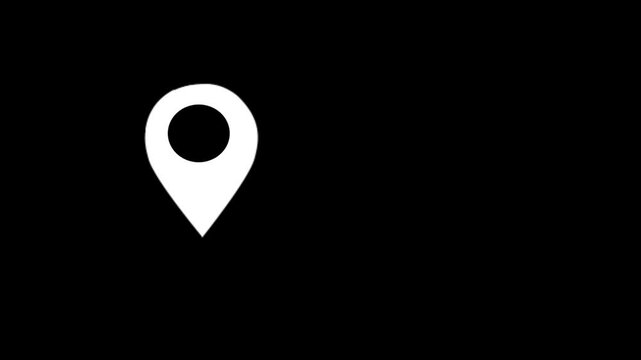 location icon animation dark screen. gps sign. location symbol, map point, location pin concept on transparent background. location pointer symbol.....,