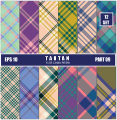 12 Seamless Tartan Patterns, Part 9, EPS 10 Vector Design