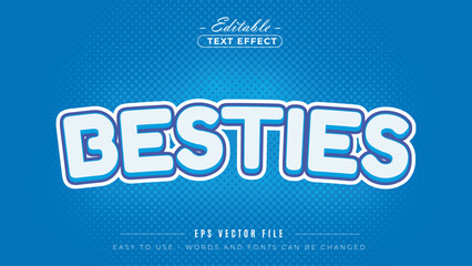 Blue besties text, editable text effect.