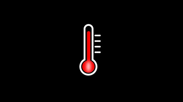 thermometer isolatthermometer increase animation on transparent background. thermometer  hot temperature hd video.  thermometer temperature going up animation. thermometer  temperature meased on white