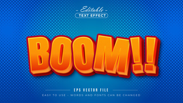 Comic style explosion with boom text, editable text effect.
