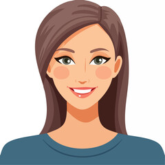 Fototapeta premium Flat Vector. Portrait of only one Woman. Simple Background.