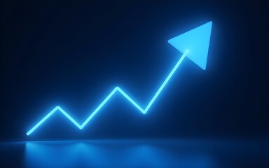 Glowing blue arrow ascends a graph, symbolizing growth and progress. High quality