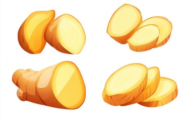 Fototapeta premium Fresh ginger root slices
