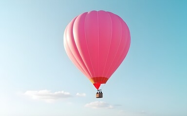 Fototapeta premium A Solo Pink Hot Air Balloon Floating In The Sky. High quality