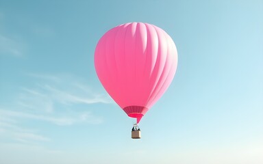Fototapeta premium A Solo Pink Hot Air Balloon Floating In The Sky. High quality