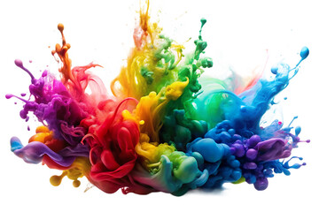 Vibrant rainbow ink explosion isolated on a white background png