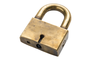 old padlock isolated on antique brass padlock