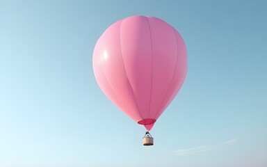 Fototapeta premium A Solo Pink Hot Air Balloon Floating In The Sky. High quality