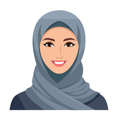 Naklejka premium Flat Vector. Portrait of only one Woman. Simple Background.