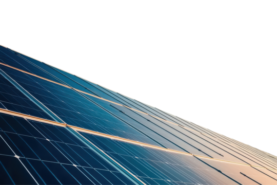 Solar panel in transparent png format perfectly isolated and displayed on a clean white background
