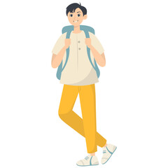 Fototapeta premium Campus Student Cartoon Illustration. Isolated on White Background.