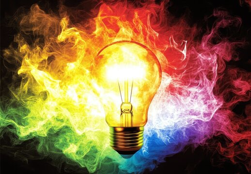 Radiant Idea in Colorful Flames - Powered by Adobe