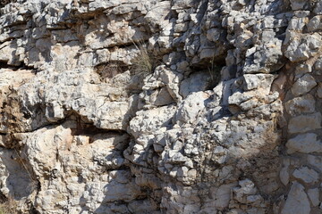 Texture and structure of stone blocks and rocks.