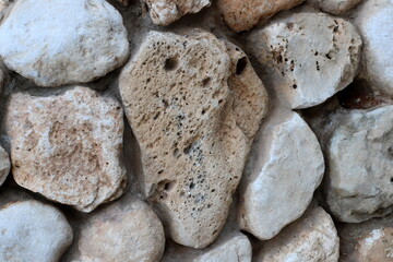 Texture and structure of stone blocks and rocks.