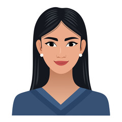 Fototapeta premium Flat Vector. Portrait of only one Woman. Simple Background.