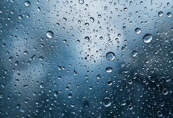 Raindrops on Glass with Moody Sky Backdrop