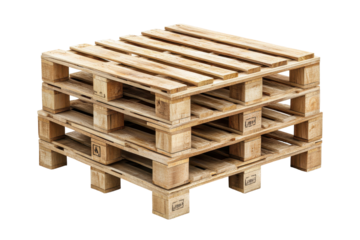 Stacked euro pallets in transparent png format over a white background