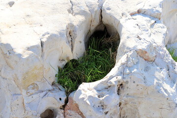 Texture and structure of stone blocks and rocks.