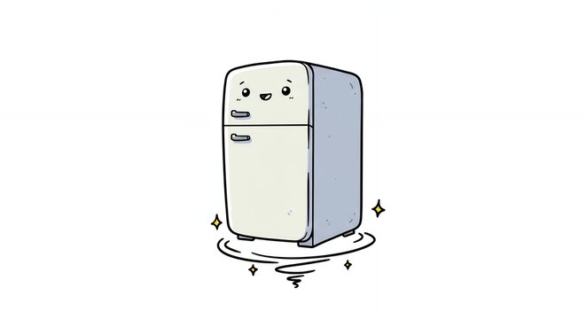 Cartoon refrigerator isolated on white background appliance illustration