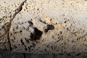 Texture and structure of stone blocks and rocks.