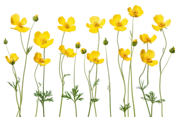 High resolution buttercup stems PNG image perfect for floral artwork invitations and decorative print materials
