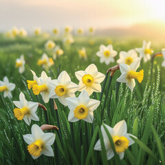 Yellow daffodils in spring