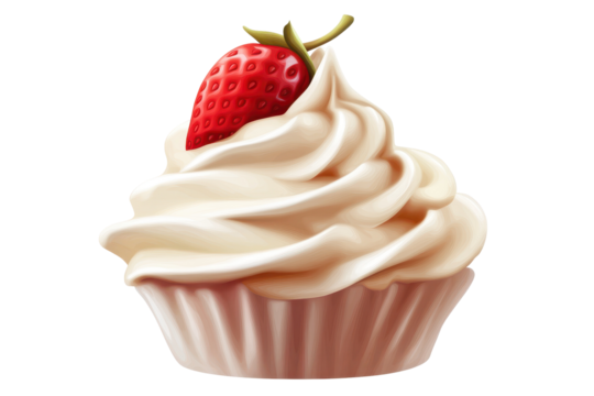 Realistic strawberry ice cream with waffle cone ideal for ice cream shop flyers and web graphics - Powered by Adobe