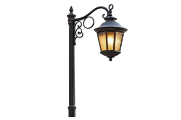 Classic street lamp image in transparent PNG format perfect for urban scenes and vintage design projects