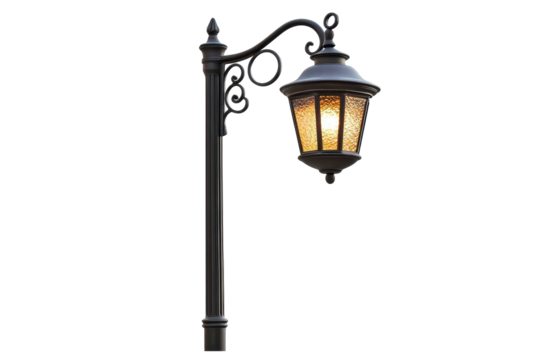 Classic street lamp image in transparent PNG format perfect for urban scenes and vintage design projects - Powered by Adobe