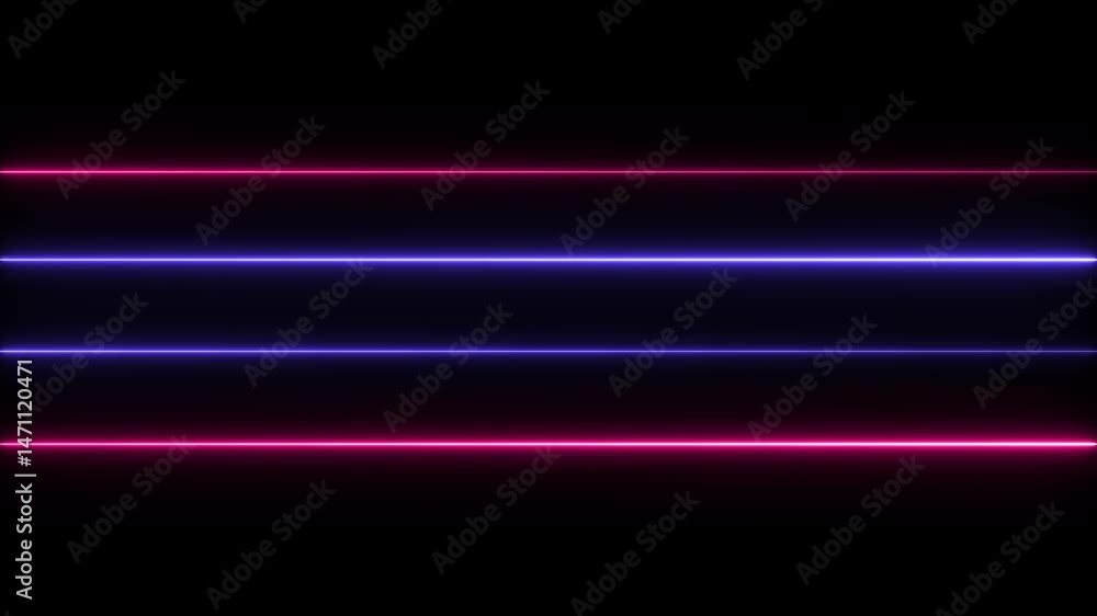 Aufkleber horizontal neon line left and right moving ,neon diagonal lines or glowing light stripes on a black 