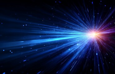 Naklejka premium Abstract Blue Light Burst Exploding Star Galaxy Space Cosmic Energy Beams