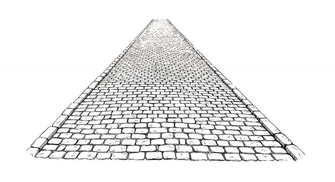 Geometric brick path illustration representing journey and perspective