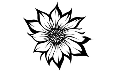 Obraz premium Black and White Floral Blossom. Abstract Flower Silhouette, Modern Art Design. 85 Char