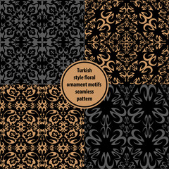 Turkish style floral ornament motifs seamless pattern