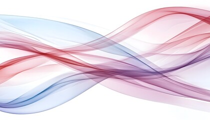 Abstract artwork featuring two intertwining waves of blue and red, creating a dynamic and flowing composition against a white background