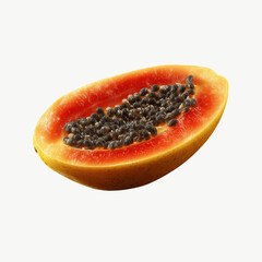 Ripe Papaya Fruit Half with Seeds Isolated on Black Transparent background
