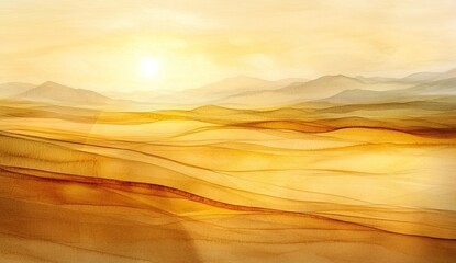 Golden desert sunrise landscape