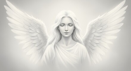 Illustration of an angel with wings heavenly image depicting peace and serenity