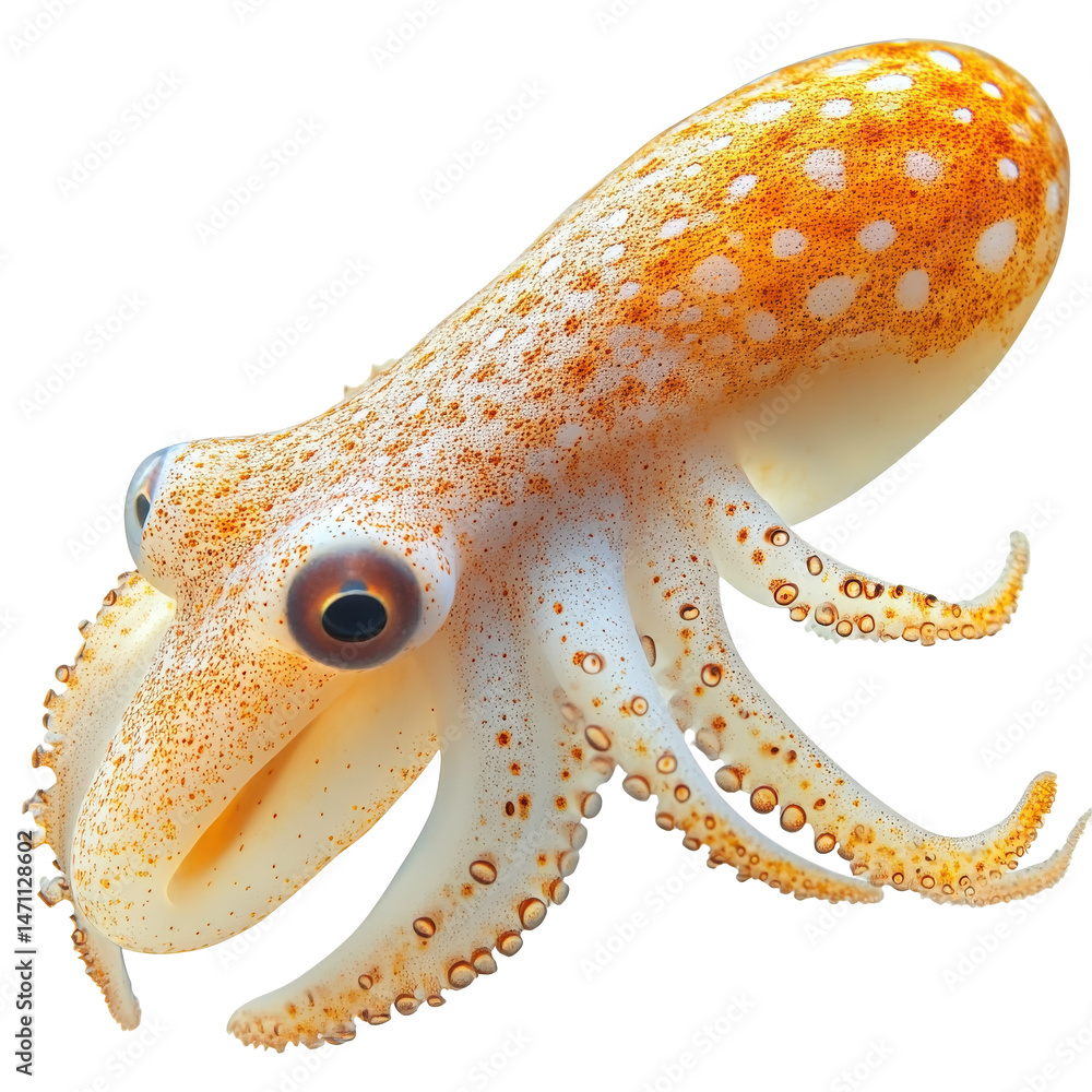 Poster captivating portrayal of a diminutive bobtail squid with mesmerizing patterns