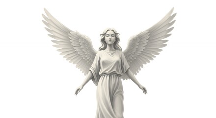 Light gray winged angel statue
