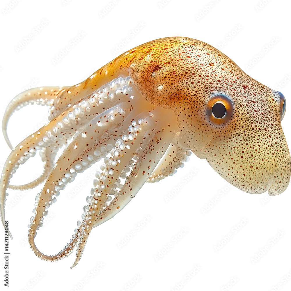 Poster captivating cephalopod portrait highlighting intricate patterns and oceanic life