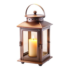 old lantern with candle isolated