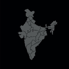 vector india map isolated on black background