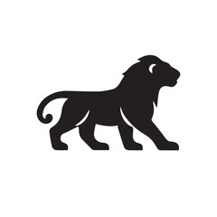 Lion Standing Vector Silhouette Set Black and White Lion Pose Icons Minimal Standing Lion Illustration	