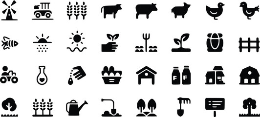 Visualize Agriculture: Dynamic Farm & Harvest Icon Collection