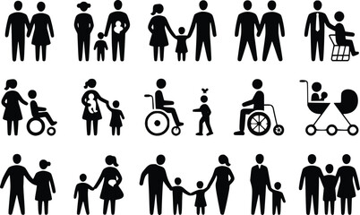 Essential Family & Accessibility: Striking People Vector Icons