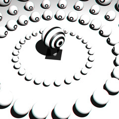 3D Abstract illustration of "The eye that stands out" among the "other eyes" surrounding it