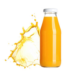 bottle of fresh fruit juice with splash effect on white background png