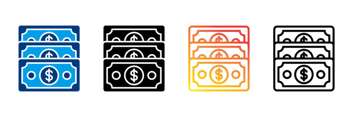 Dollar Bill  Icon Set Different Style Collection 